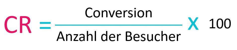 Zu sehen ist die Formel für die CR Berechnung: CR= Conversion / Anzahl der Besucher * 100